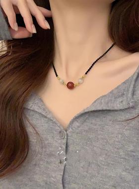 项链圆珠顶珠女友仿玛瑙