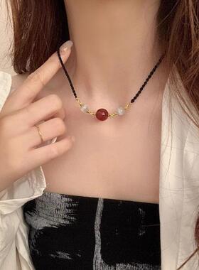 简约仿玛瑙珠子项链绳手