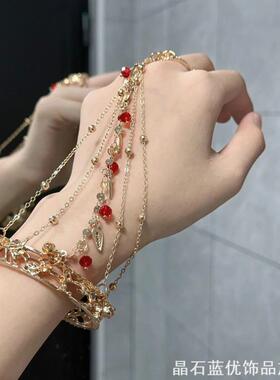 古风铃铛戒指手镯一体首饰汉服