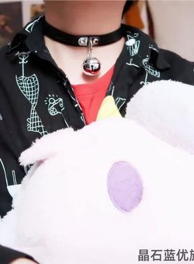 铃铛会响哦~花边项圈黑