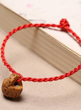 桃木红绳手链男女儿童护身桃篮
