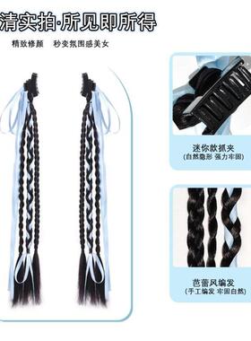 假发辫子新中式抓夹双马尾蝴蝶结