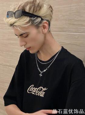 四芒星造型双层项链嘻哈风男款