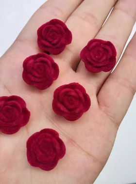 红丝绒玫瑰复古流麻谷美手机壳奶油胶手工DIY发夹配件高级感19mm