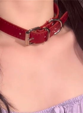 皮带项链y2k辣妹性感颈带链子朋克男choker脖颈链皮颈圈项圈女