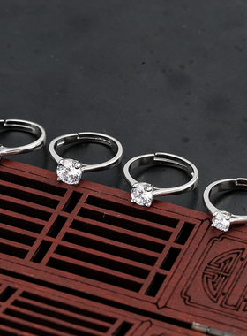 四爪diy纯银莫桑石红刚玉戒指