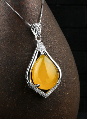 925纯纯银水滴吊坠空托