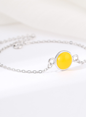 s925银气质时尚手链女diy空托