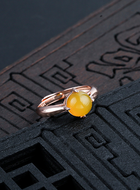 四爪戒指空托玫瑰金光面圆形镶嵌