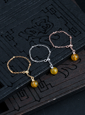 s925银可调节链戒韩版镀18k戒托