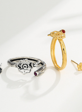 致闺蜜女s925银材质中国风戒指托