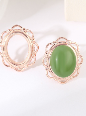 花纹简约气质镶嵌蜜蜡琥珀耳钉