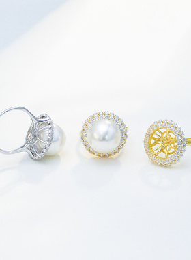 致闺蜜925纯银太阳花扁珠珍珠