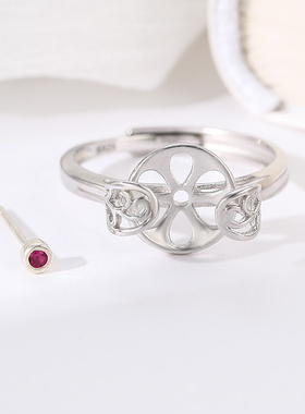 玉器玉石扣戒s925纯银平安扁形