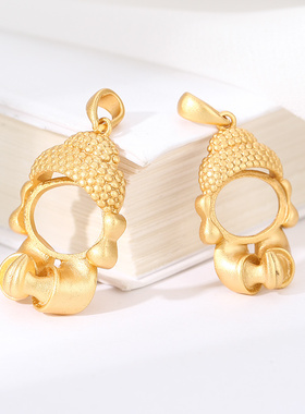 diy镶嵌翡翠蜜蜡项链弥勒佛吊坠