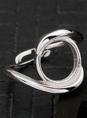 s925银定制女戒指空托diy红宝石