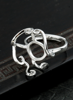 s925不规则镶嵌加工随形戒指空托