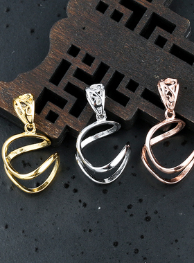 diy925银松石琥珀圆珠吊坠扣