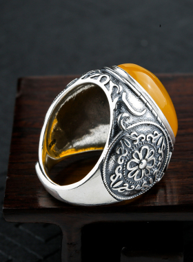 琥珀蜜蜡戒托配件DIYS925银空