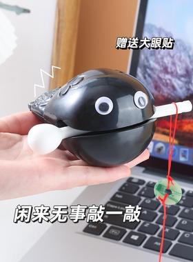 迷你木鱼敲打击乐器解压办公室摆件可爱随身心小木雕玩具礼物