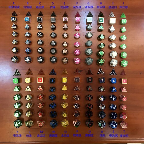 7件套D4-D20 dice流浪地球用金属多面骰子流行桌游多面体TRPG色子 - 图0