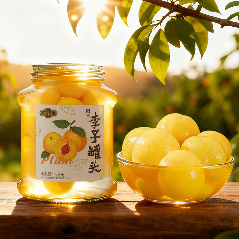 李子罐头880g 2瓶冰糖李子罐头大瓶即食特产零食整箱新鲜水果罐头