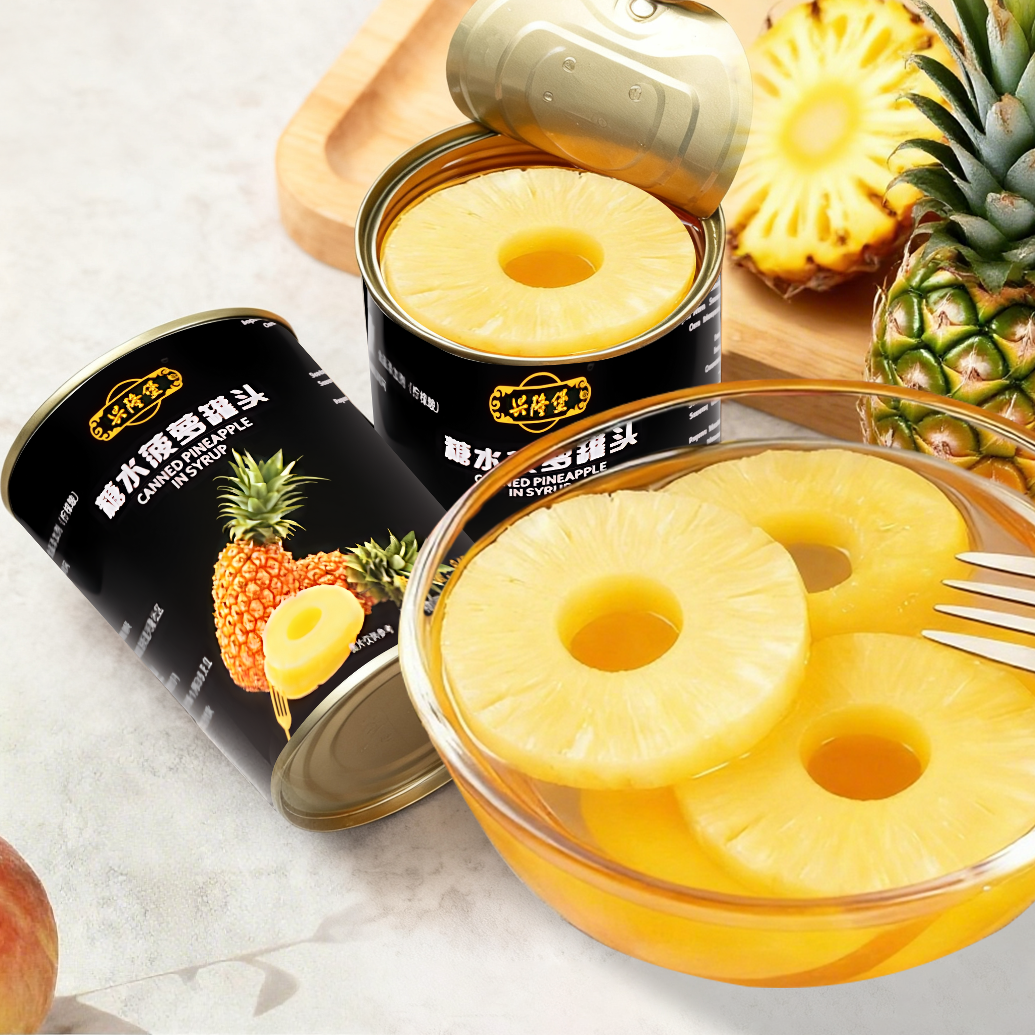 泰国进口糖水菠萝罐头圆片845g汉堡披萨烘焙原料整箱波罗水果罐头 - 图3