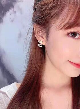 D O O R D O O D家耳环新款镶钻CD五角星耳钉女高级感耳骨夹耳饰