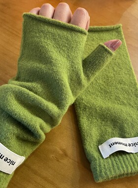 法式慵懒风堆堆半指手套女韩版秋冬季保暖仿羊绒针织露指写字学生