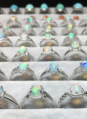 天然镶嵌活口欧泊戒指