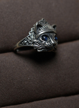 天然灰月光戒指尼泊尔拉长石