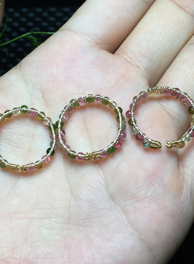 正品天然碧玺戒指14k包金日礼物