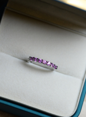 天然圆形切面粉尖晶石戒指女款