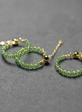 青色尖晶石戒指浅绿色像橄榄石葡萄石的绿色指环女款时尚编织食指