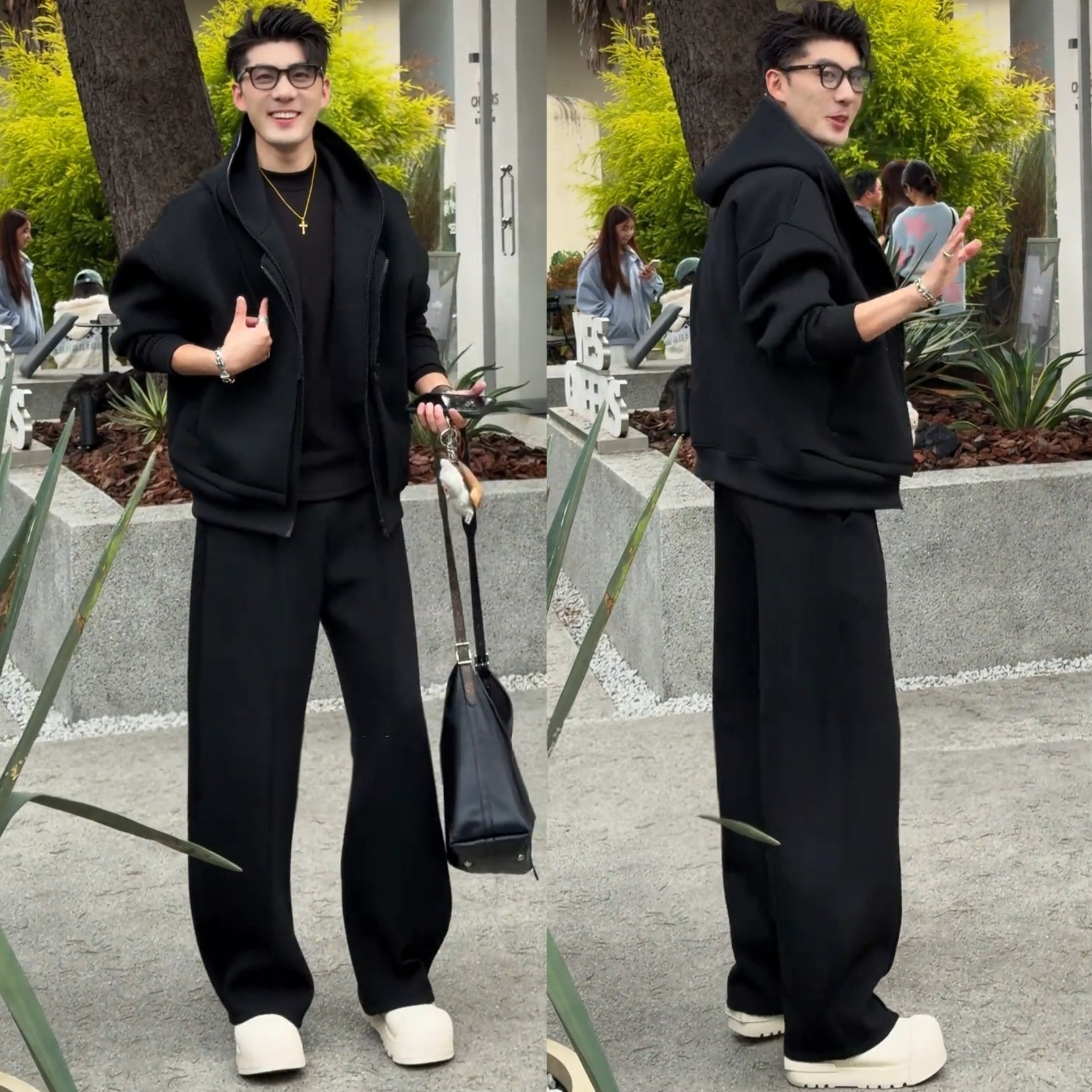 秋冬松弛风假两件连帽卫衣套装男简约廊形宽松外套直筒卫裤两件套,淘宝优惠券,粉丝福利购,淘宝优惠卷