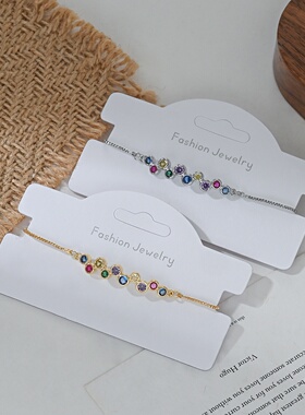 2026真金电镀微镶锆石轻奢手饰品女感几何可调节抽拉手饰百搭手环