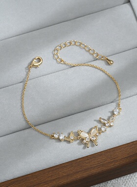 2026春夏新款微镶锆石轻奢手饰品女感猫眼石蝴蝶结项链通勤风手环