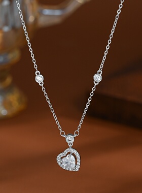 2026真金电镀微镶锆石气质锁骨链女小众设计感爱心项链通勤风简约