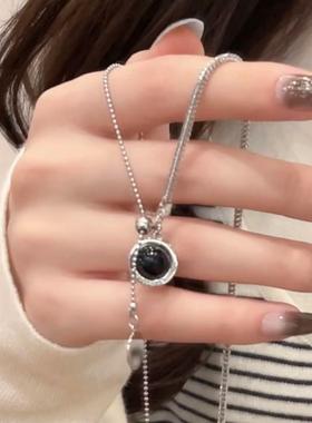 美拉德双面长款抽拉毛衣链小众风