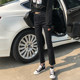 Straight jeans female 2023 autumn new high -waisted small small, eight points, thin, high loose nine -pointed smoke pants