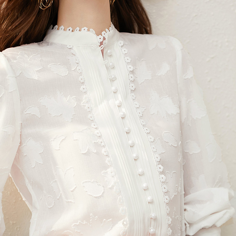 白色雪纺女2022年春装新款高级衬衫 dtz衬衫