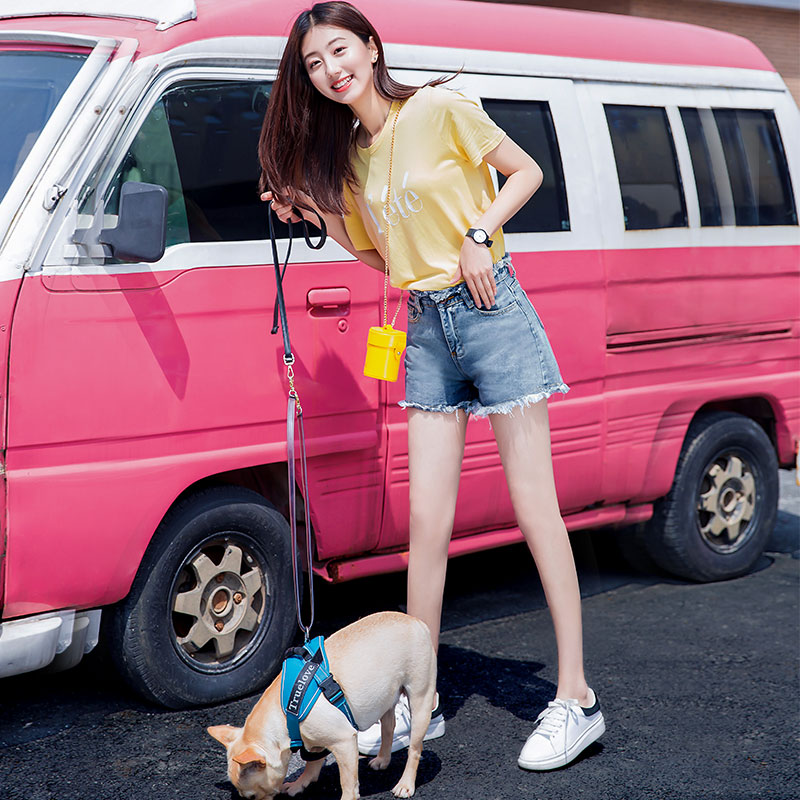 聆度旗舰店牛仔短裤女超高腰春款年新款夏季显瘦宽松潮ins网红大码胖mm0