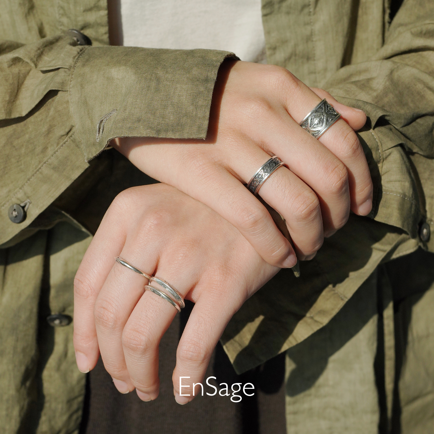 ENSAGE 图腾戒指 纯银做旧复古雕刻原创设计师小众气质高级感默叙 - 图1