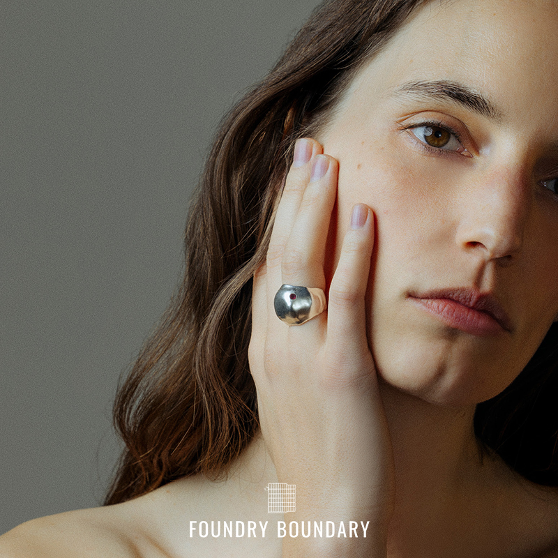 FOUNDRY BOUNDARY 石榴皮戒指 纯银原创小众设计师开口戒 默叙 - 图3