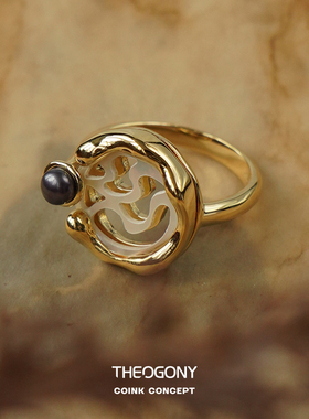 THEOGONY水波纹贝母小众复古戒指