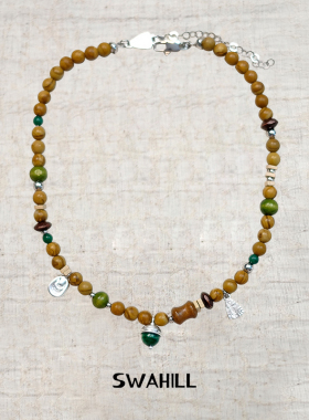 SWAHILL斯瓦山丘 榛果串珠项链 原创设计复古木珠高级感锁骨链