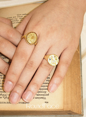 ROUNDFACE Medal徽章戒指 纯银原创设计小众度假宝石配饰 默叙