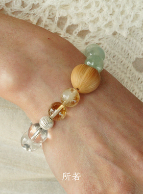 SERENESS所若 胡桃青提手链 原创小众设计气质简约水晶手串 默叙