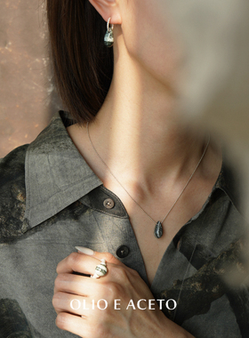 OLIOEACETO纯银玛瑙水滴项链