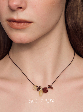 胡椒盐纯银碰杯编绳项链